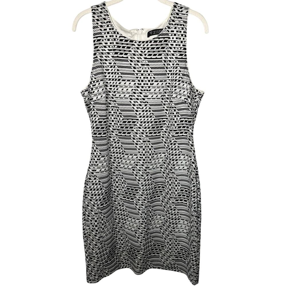 Guess Los Angeles Black & White Striped Abstract Sleeveless Dress Women's 10
